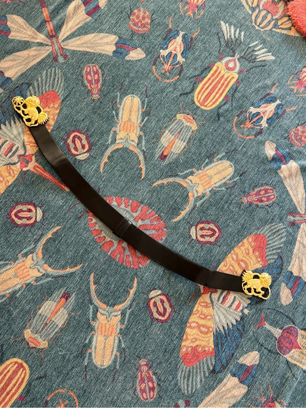 Stunning vintage 80s Judith Leiber Foo Dogs gold black belt M/L